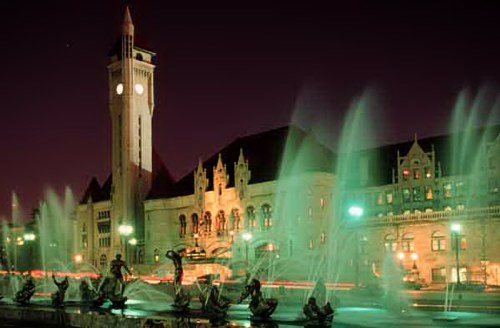 Union station and Milles Fountain